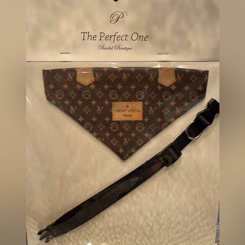 Chewy Vuitton dog collar bandana